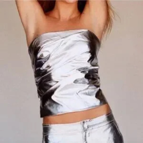 NWT | Zara | Metallic Poplin Top - Picture 2 of 4